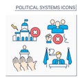 Political systems color icons set