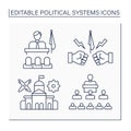 Political systems line icons set Royalty Free Stock Photo