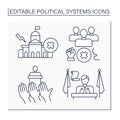 Political systems line icons set