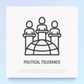Political tolerance thin line icon: different consignments are respect each other. Modern vector illustration Royalty Free Stock Photo