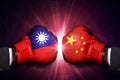 Political and Trade conflict Concept between Taiwan and China