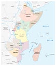 Political vector map of east africa region Royalty Free Stock Photo