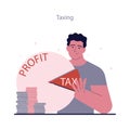 Political views spectrum. Left-wing politics principle. Taxing, financial