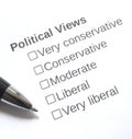 Political Views Survey with Answer Choices