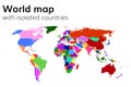 Political world map with isolated countries and continents