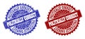 POLITICALLY CORRECT Blue and Red Rounded Seals with Corroded Surfaces