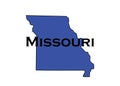 Politically liberal blue state of Missouri with a map outline.