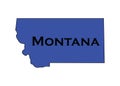 Politically liberal blue state of Montana with a map outline.