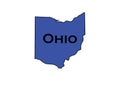 Politically liberal blue state of Ohio with a map outline.