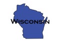 Politically liberal blue state of Wisconsin with a map outline.