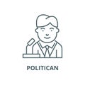 Politican vector line icon, linear concept, outline sign, symbol Royalty Free Stock Photo