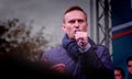 Politician Alexei Navalny speaks at an opposition rally Royalty Free Stock Photo