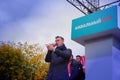 Politician Alexei Navalny speaks at an opposition rally