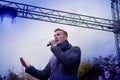 Politician Alexei Navalny speaks at an opposition rally Royalty Free Stock Photo