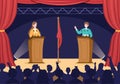 Politician Cartoon Hand Drawn Illustration with Election and Democratic Governance Ideas Participate in Political Debates