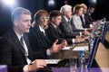 Politician debating at auditorium