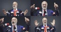 Politician facial expressions during his speech photo collage