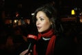 Politician Maria Gaidar comments to the media