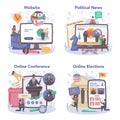 Politician online service or platform set. Idea of election and governement.