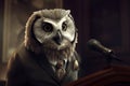 Politician owl speech testify. Generate Ai