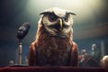 Politician owl speech testify wing. Generate Ai Royalty Free Stock Photo