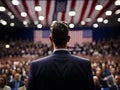 Politician during political speech for USA elections in front of large crowd of supporters, generative ai Royalty Free Stock Photo