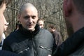 Politician Sergei Udaltsov at the meeting of defenders of the Khimki forest