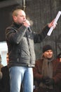 Politician Sergei Udaltsov on the stage of