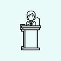 politician,speech,female,conference icon. Element of Feminism for mobile concept and web apps icon. Outline, thin line icon for