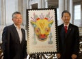 Politicians and City leaders posing for a group photo after the unveiling of the commemorative Lunar New Year Stamp at City Hall