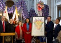 Politicians and City leaders posing for a group photo after the unveiling of the commemorative Lunar New Year Stamp at City Hall