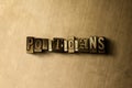 POLITICIANS - close-up of grungy vintage typeset word on metal backdrop