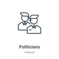 Politicians outline vector icon. Thin line black politicians icon, flat vector simple element illustration from editable political