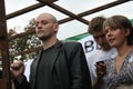 Politicians Sergey Udaltsov and Evgeniya Chirikova at the rally in defense of Khimki forest