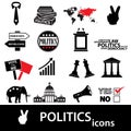 Politics black and red simple icons set eps10 Royalty Free Stock Photo