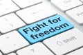 Politics concept: Fight For Freedom on computer keyboard background