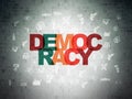 Politics concept: Democracy on Digital Data Paper background
