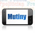 Politics concept: Smartphone with Mutiny on display
