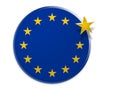 Politics EU Exit: European Union Flag Button With One Star Floating, 3d illustration