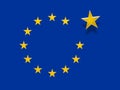 Politics EU Exit: European Union Flag With One Star Floating, 3d illustration