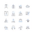 Politics and government line icons collection. Democracy, Autocracy, Bureaucracy, Parliament, Congress, Senate