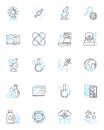 Politics government linear icons set. Democracy, Corruption, Elections, Legislation, Bureaucracy, Partisanship Royalty Free Stock Photo