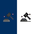 Politics, Law, Campaign, Vote  Icons. Flat and Line Filled Icon Set Vector Blue Background Royalty Free Stock Photo
