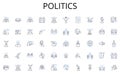 Politics line icons collection. Housing, Real estate, Mortgage, Investment, Development, Demand, Supply vector and