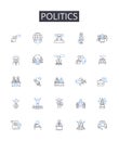 Politics line icons collection. Travel, Adventure, Culture, Expat, Freedom, Exploration, Wanderlust vector and linear