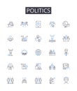 Politics line icons collection. Governmental affairs, Statecraft, Public affairs, Civic society, Political science