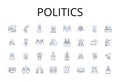Politics line icons collection. Governmental affairs, Statecraft, Public affairs, Civic society, Political science