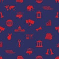 Politics red and blue icons seamless pattern