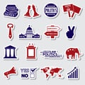 Politics red and blue simple stickers set