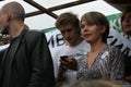 Politics Yevgenia Chirikova and Yaroslav Nikitenko at the rally in defense of Khimki forest